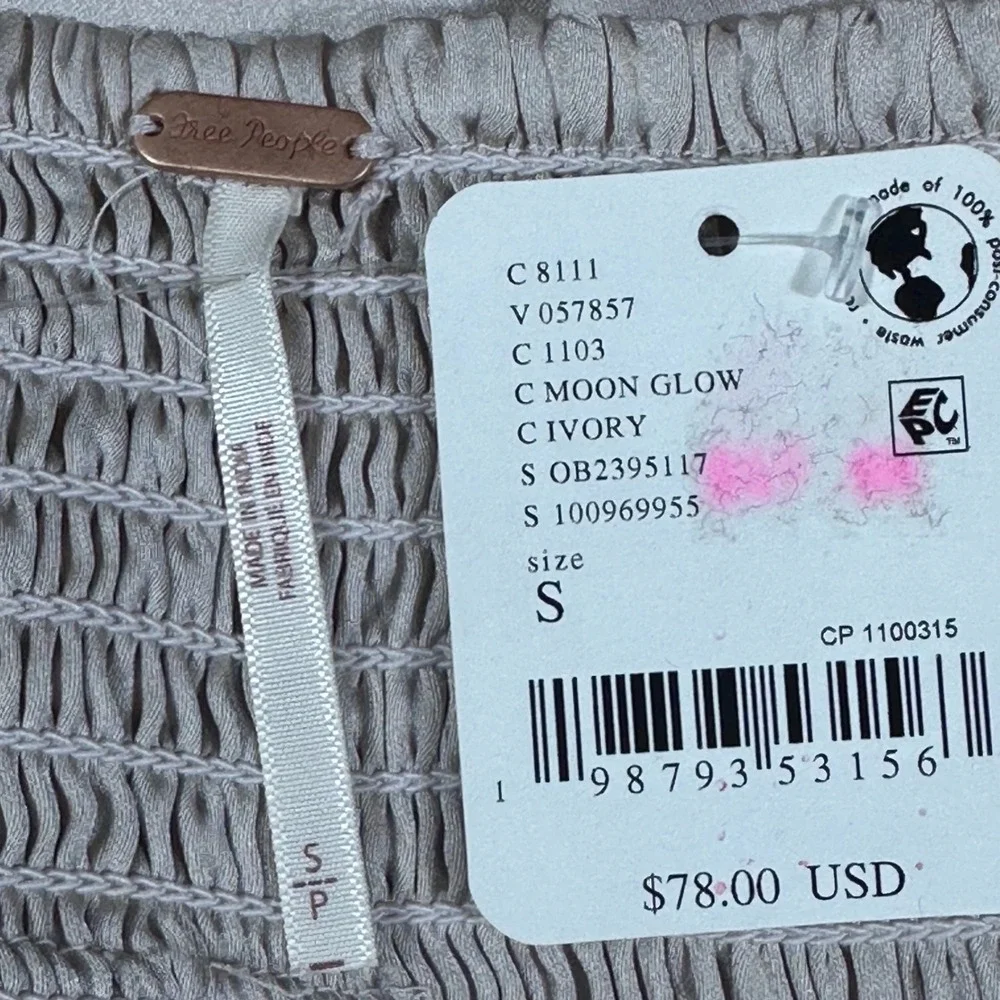 Free People Ember Glow Tube Top‎ NWT Women's Small Ivory Moon Glow Embroidered